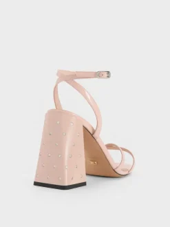 Emmaline Patent Leather Crystal Crossover Sandals