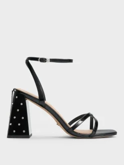 Emmaline Patent Leather Crystal Crossover Sandals
