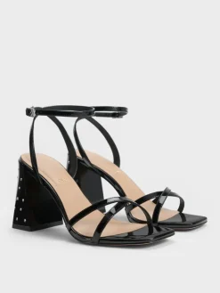 Emmaline Patent Leather Crystal Crossover Sandals