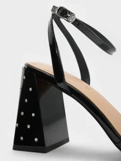 Emmaline Patent Leather Crystal Crossover Sandals