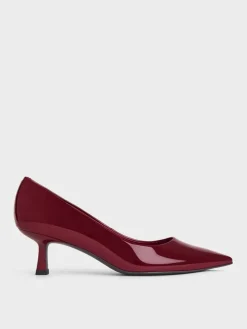 Emmy Patent Pointed Kitten Heel Pumps