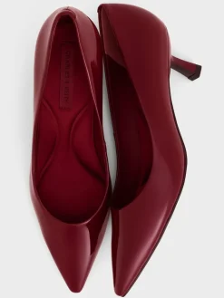 Emmy Patent Pointed Kitten Heel Pumps