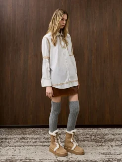 Faux Suede & Faux Fur Flatform Boots
