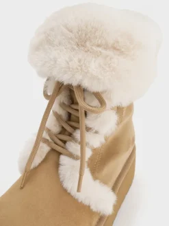 Faux Suede & Faux Fur Flatform Boots