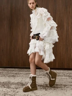 Faux Suede & Faux Fur Flatform Boots
