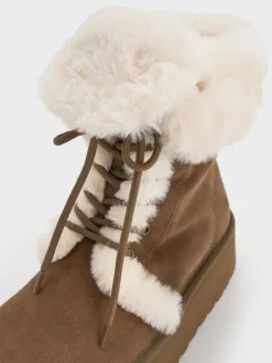 Faux Suede & Faux Fur Flatform Boots