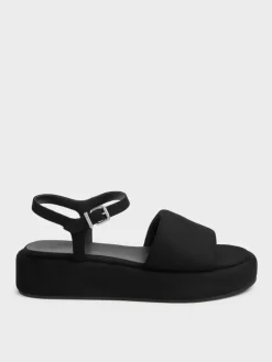 Faux Suede Ankle-Strap Flatform Sandals