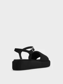 Faux Suede Ankle-Strap Flatform Sandals