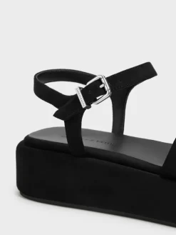 Faux Suede Ankle-Strap Flatform Sandals