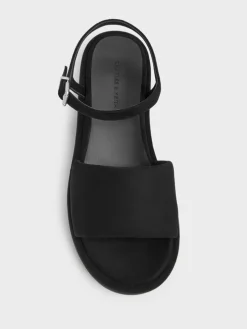 Faux Suede Ankle-Strap Flatform Sandals