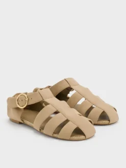 Faux Suede Caged Flat Espadrilles