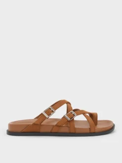 Faux Suede Crossover Toe-Ring Sandals