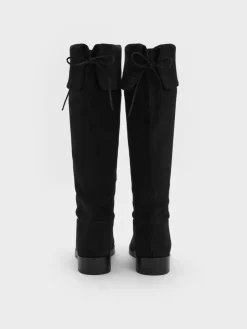 Faux Suede Fold-Over Thigh-High Boots