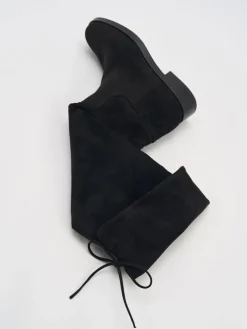Faux Suede Fold-Over Thigh-High Boots