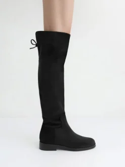 Faux Suede Fold-Over Thigh-High Boots