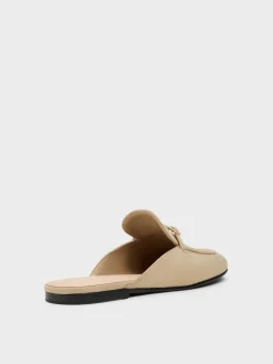 Faux Suede Metallic-Bar Loafer Mules