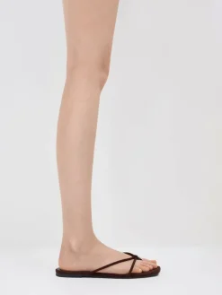 Faux Suede Metallic-Charm Strappy Thong Sandals