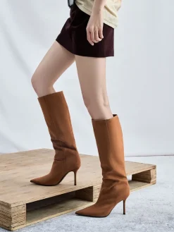 Faux Suede Pointed Stiletto Knee-High Boots