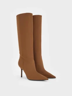Faux Suede Pointed Stiletto Knee-High Boots