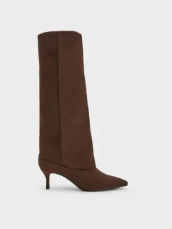Faux Suede Pointed Stiletto Knee-High Boots