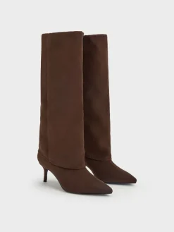 Faux Suede Pointed Stiletto Knee-High Boots
