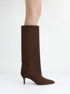 Faux Suede Pointed Stiletto Knee-High Boots