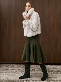 Faux Suede Ruched Knee-High Boots