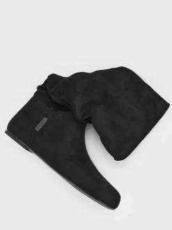 Faux Suede Ruched Knee-High Boots