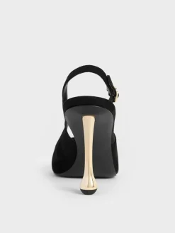 Faux Suede Sculptural-Heel Pointed Pumps