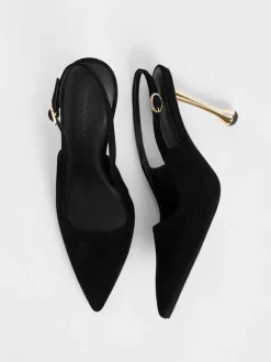 Faux Suede Sculptural-Heel Pointed Pumps