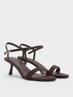 Faux Suede Slant-Heel Ankle-Strap Sandals
