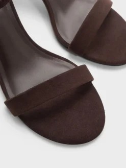 Faux Suede Slant-Heel Ankle-Strap Sandals