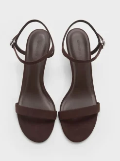 Faux Suede Slant-Heel Ankle-Strap Sandals