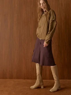 Faux Suede Square-Toe Knee-High Boots