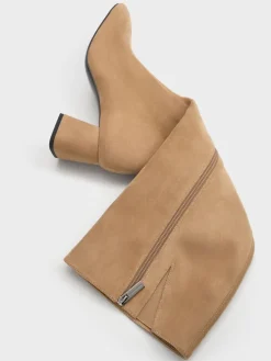 Faux Suede Square-Toe Knee-High Boots