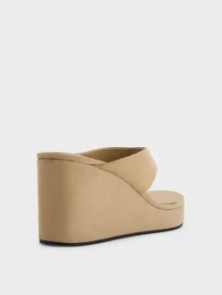 Faux Suede Thong Platform Wedges
