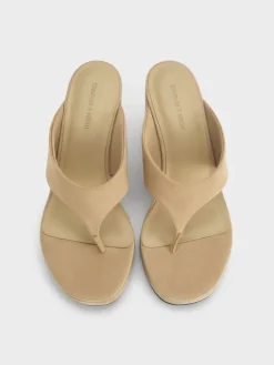Faux Suede Thong Platform Wedges