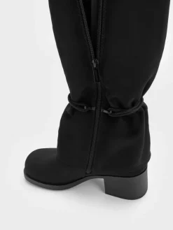 Faux Suede Tie-Around Knee-High Boots