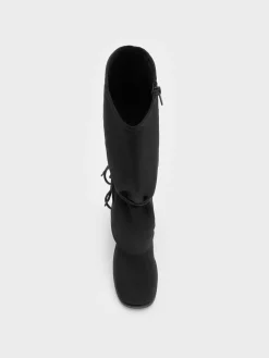 Faux Suede Tie-Around Knee-High Boots