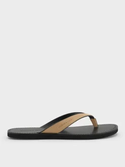 Faux Suede V-Strap Thong Sandals