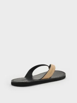 Faux Suede V-Strap Thong Sandals