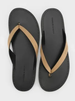 Faux Suede V-Strap Thong Sandals
