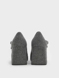 Felt Platform Mary Jane Pumps