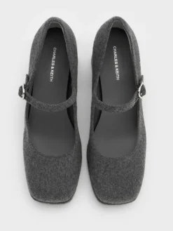 Felt Platform Mary Jane Pumps