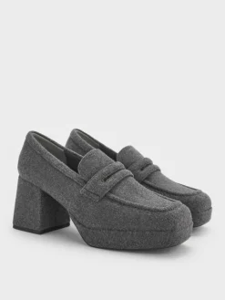 Felt Platform Penny Loafer Pumps