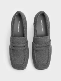 Felt Platform Penny Loafer Pumps
