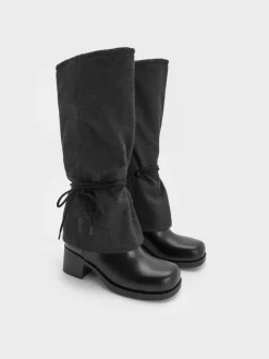 Felt Tie-Around Knee-High Boots