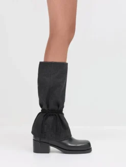 Felt Tie-Around Knee-High Boots
