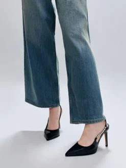 Flores Patent Gem-Strap Slingback Pumps