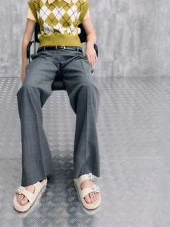 Gem-Buckle Double-Strap Sandals